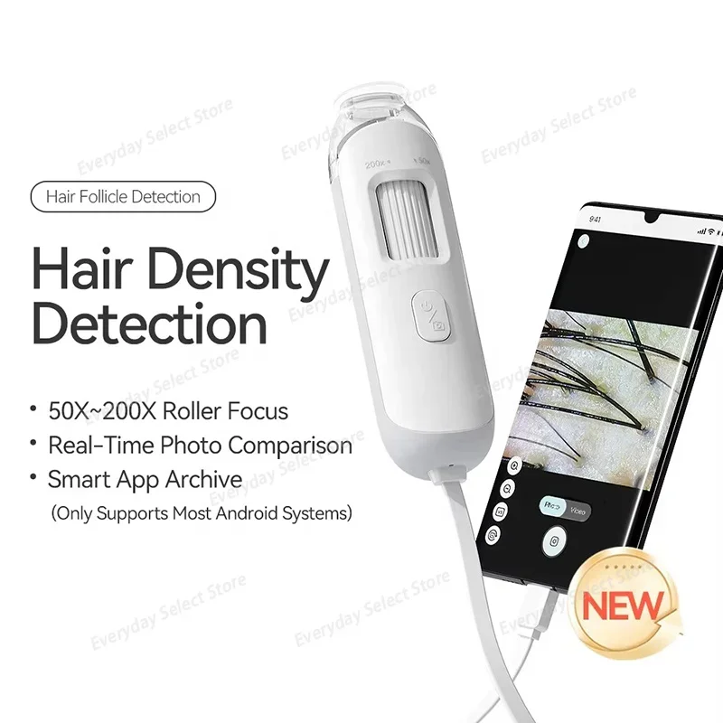 Digital Scalp‑Skin Analyzer Device, Pore‑Magnifying Dermatoscope Camera for Facial and Scalp Condition Observation