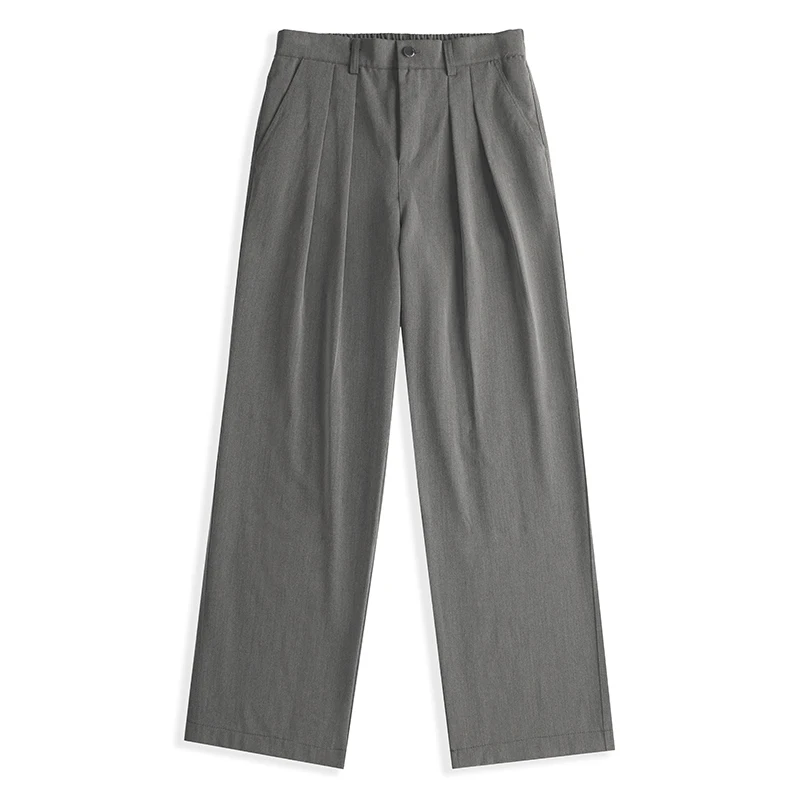 Men's Straight Suit Pants High Street Ultra Soft Draped Cut Wide-Leg Business Casual Office Pants Loose Straight Dress Trousers