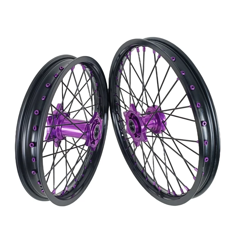 

Factory Price Motocross Wheels Enduro Wheels Aluminum Alloy Black Rims With Orange Hubs Fit EXC SXF