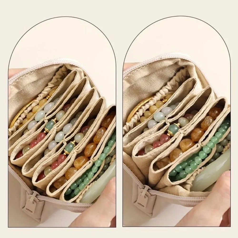 Minimalist PU Leather Jewelry Bag Multi Layer Solid Color Jewelry Pouch Large Capacity Jewellery Case