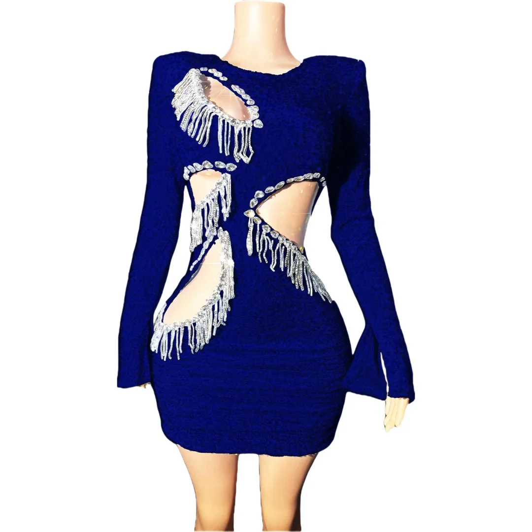 Sequin Short Women Prom Dress Cut-out Tassel Fitted Mini Cocktail Dresses Glitter Sparkle Party Gown birthday dress