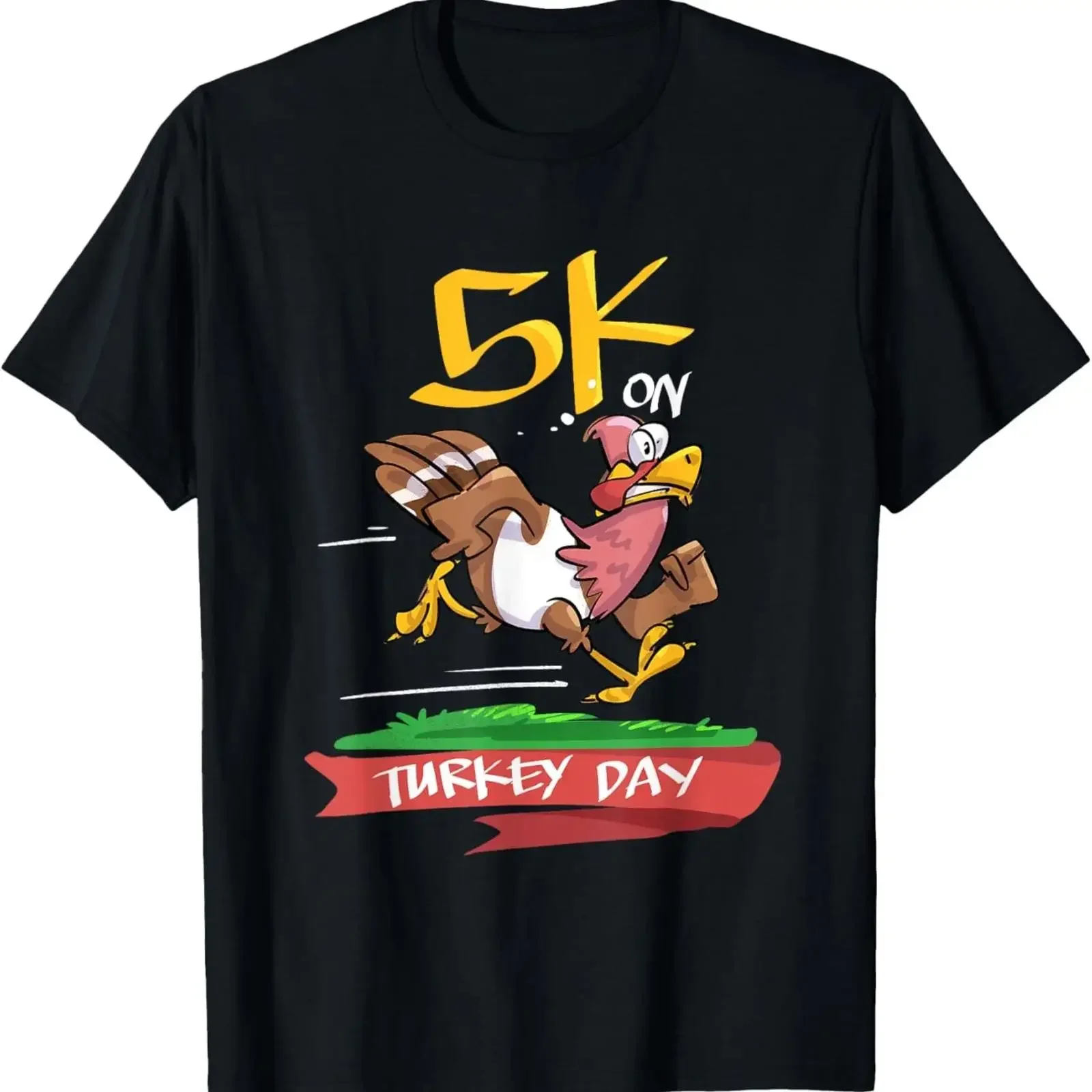 T Shirt 5K On Turkey Day Race Thanksgiving For Trot Runners vintage Washed Stylish Versatile Top For Everyday Wear Comfortable