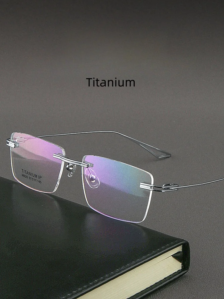 JAEVAR Rahmenlose Brille aus reinem Titan, ultraleicht, für Geschäftsleute, quadratischer Rahmenrahmen, optischer Rezeptrahmen für Herren 98020 – Detail 1