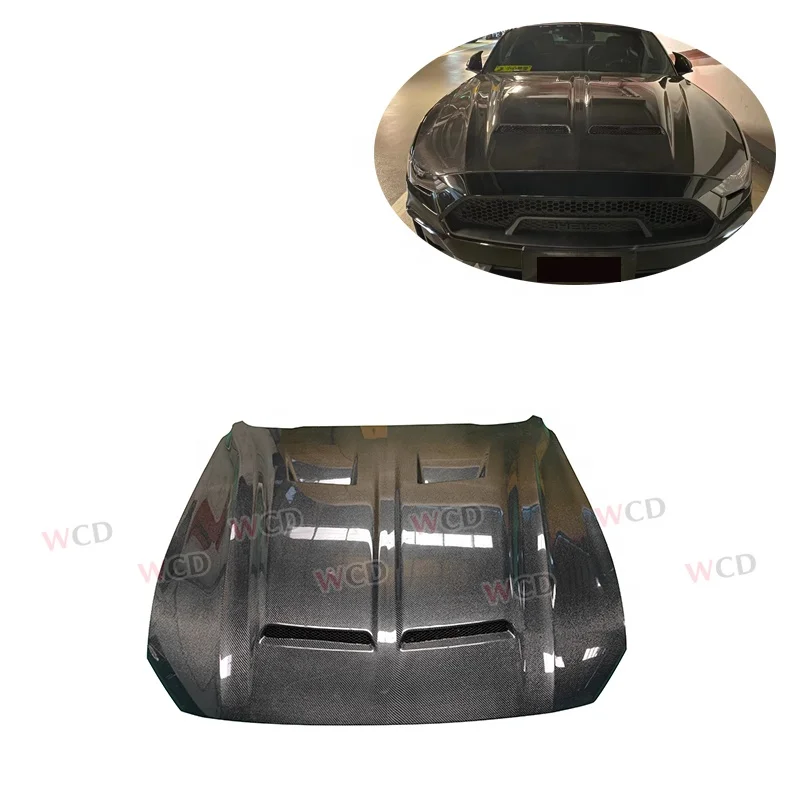 

High Quality Engine Cover Hood Real Carbon Fiber Bonnet for Ford Mustang GT Style 2018 - 2021