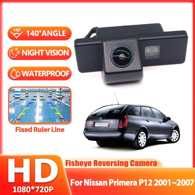 

170 ° Камера заднего вида HD 1080P для Nissan Primera P12 2001-2007 годов выпуска, монитор для парковки задним ходом