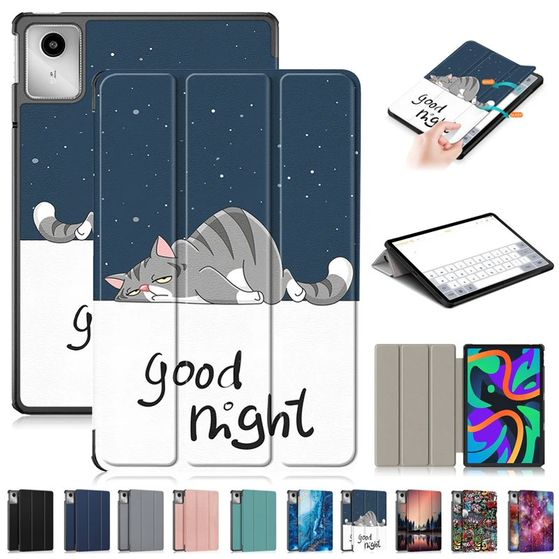 For Lenovo M11 Case tb330fu tb331fc Cute Paint Leather Smart Cover For Funda Lenovo Tab M11 Xiaoxin Pad 2024 Tablet Case Kids