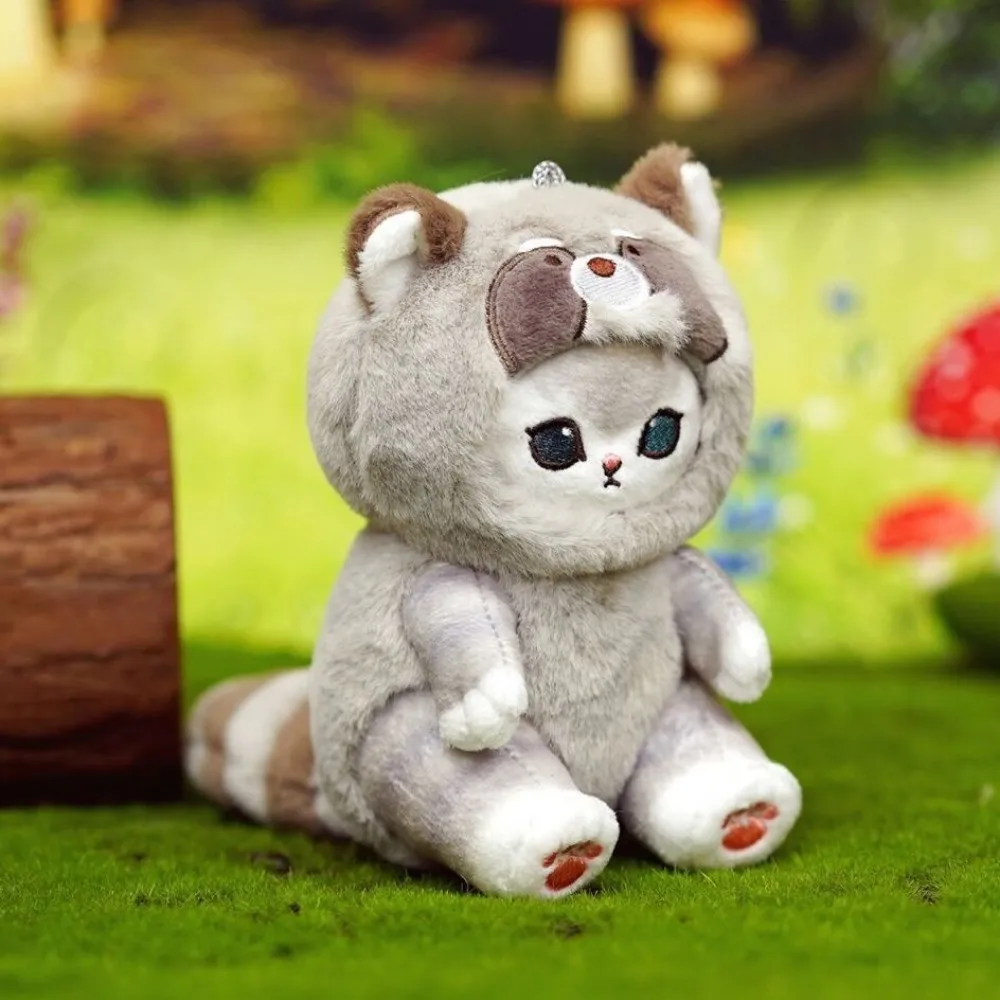 Cute Cat Disguised as a Long-Tailed Animal Plush Keychain Pendant Small Doll Gift Soft Keyring for Animal Lovers
