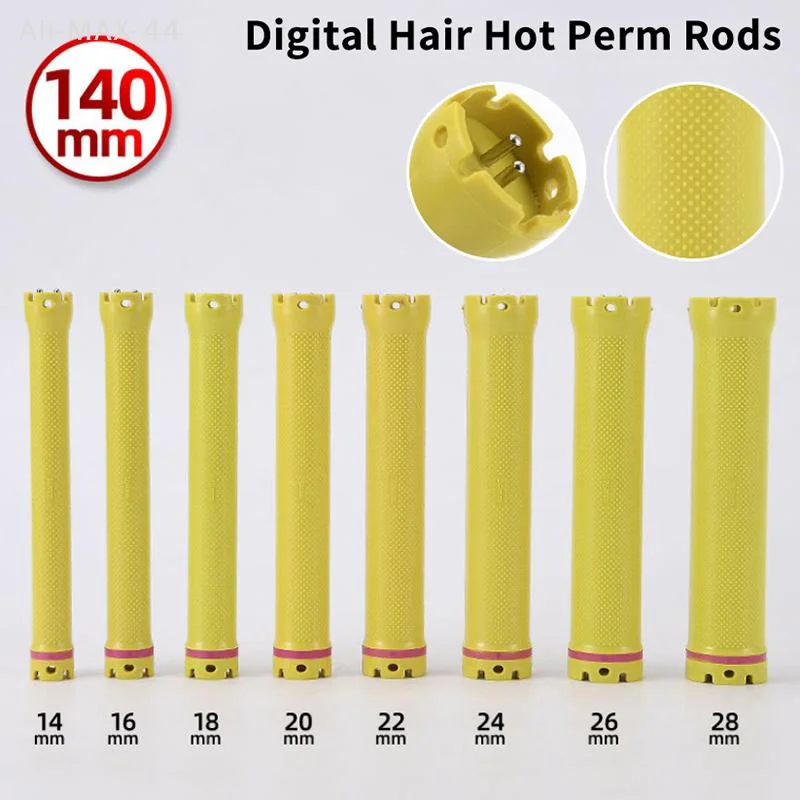 New 140mm 24V Digital Hair Hot Perm Rods Yellow French Wavy Hair Maker Electric Heated Curlers Bars Rollers Hair Salon Barber