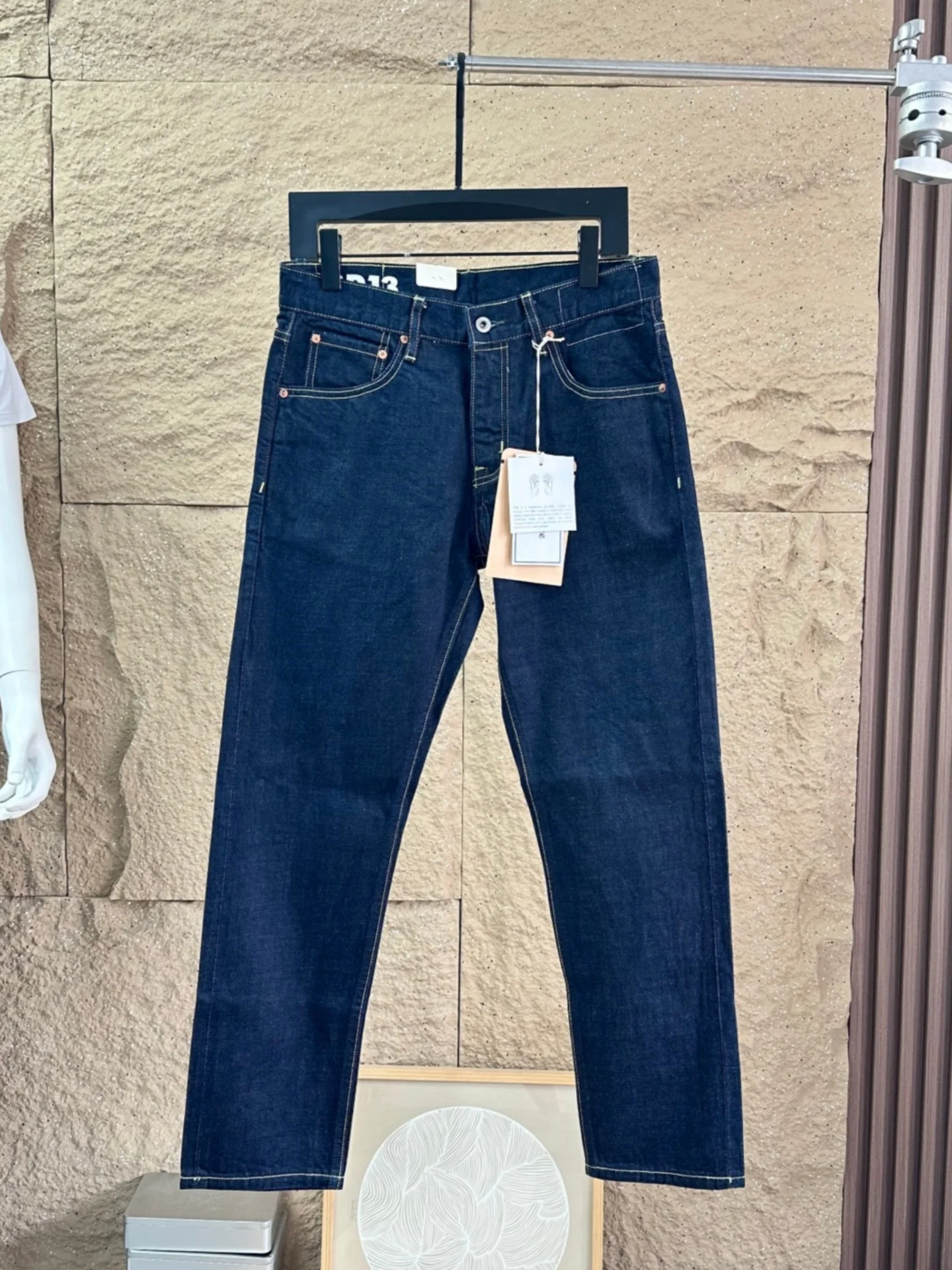 

American Retro Original Color Men's Jeans Loose Straight Blue Cotton Casual Spring Autumn Sle mid Waist Button Fly