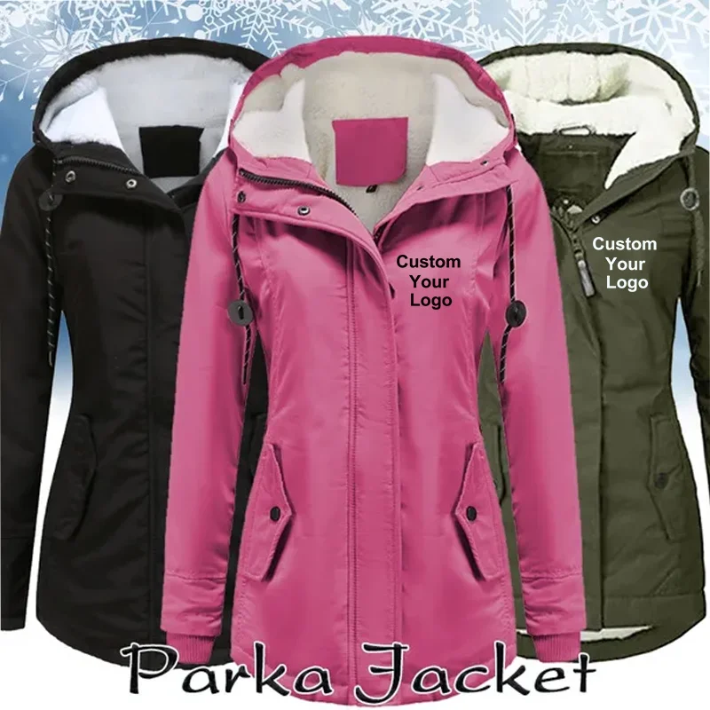 New Fashion Womens Custom Ihr Logo Pelz gefüttert Parka Jacke Mantel Damen Kapuze Outwear Winter warmen Mantel