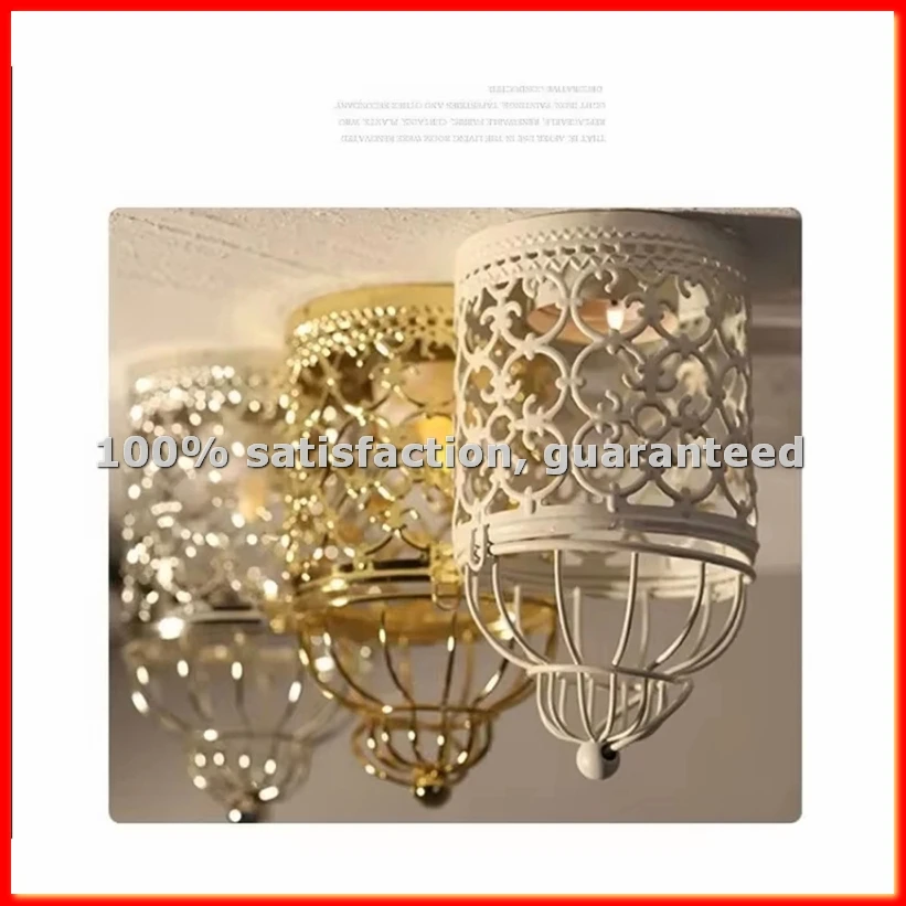 Beiou Dekoration Marokkanische Laterne Taihua Kerzenhalter Altmodische Dekoration Silber+Gold-ABAM