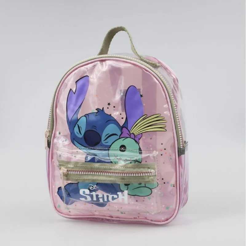 ديزني 2025 جديد الكرتون لطيف حقيبة أطفال صبي وفتاة DiStilt العناق ليتل الذهبي الترتر حقيبة ظهر شفافة