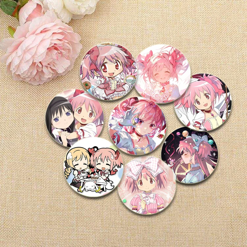 Anime Puella Magi Madoka Magica Badge Miki Sayaka Kawaii Girl Cartoon Brooches Bag Accessories Fans Gifts Round Handmade Pins