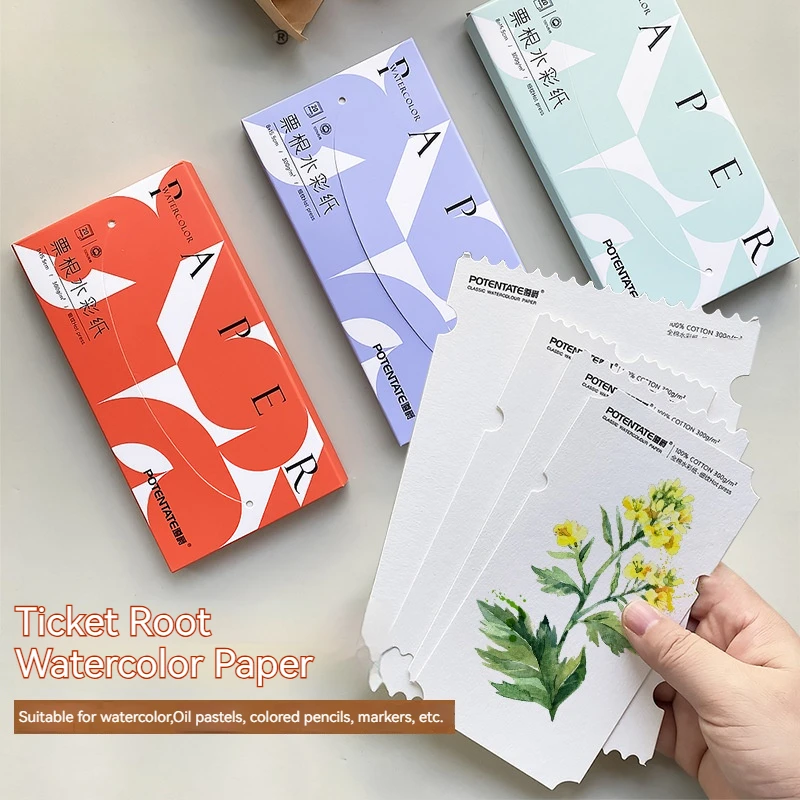 ورق ألوان مائية فارغ من بورانس 10-20 ورقة بطاقة بريدية Dly مرسومة يدويًا بطاقة مرجعية 300 جرام فن لب القطن المتوسط للطلاب