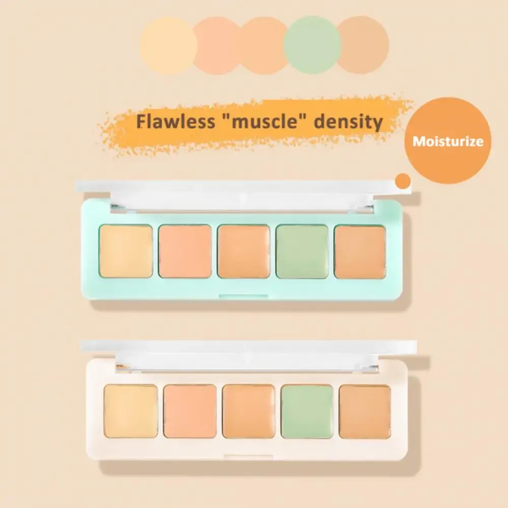 5-Color Concealer Palette Long Lasting Moisturize Covers Acne Pores Dark Circles Even Skin Tone Face Makeup Cosmetics