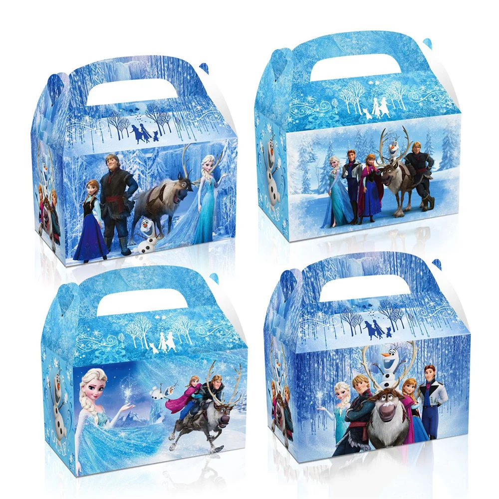 12pcs 16*9*9cm Frozen Gift Box Kids Party Decorations Baby Shower Paper Snow Queen Candy Boxes Girls Birthday Party Supplies