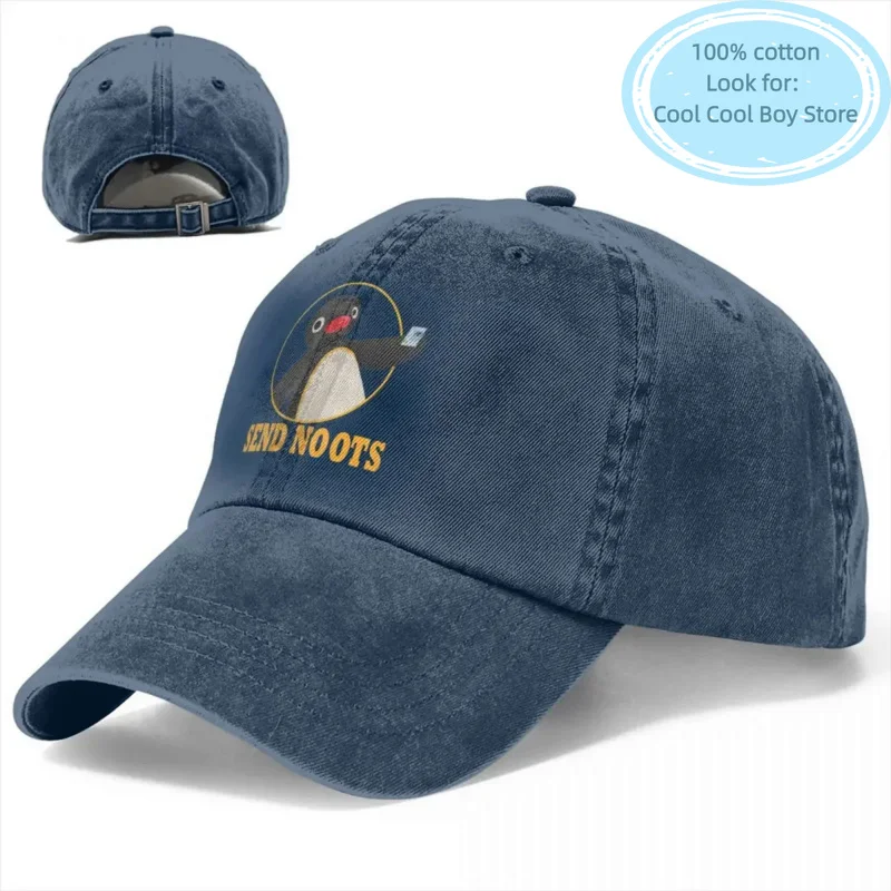 Send noots pingu pinga penguin men women baseball cap distressed cotton hats vintage cap outdoor activities gift snapback hat