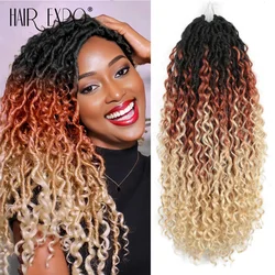 Goddess Locs-extensiones de cabello trenzado con extremo rizado, trenzas de ganchillo, pelo sintético, 14-22