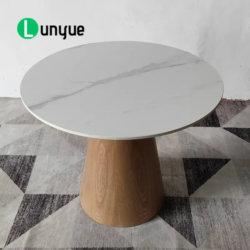 Modern Round Wood Marble Dining Table for Hotel Bedroom Living Room Fashion Home Furniture Negotiation Desk Durable Stylish