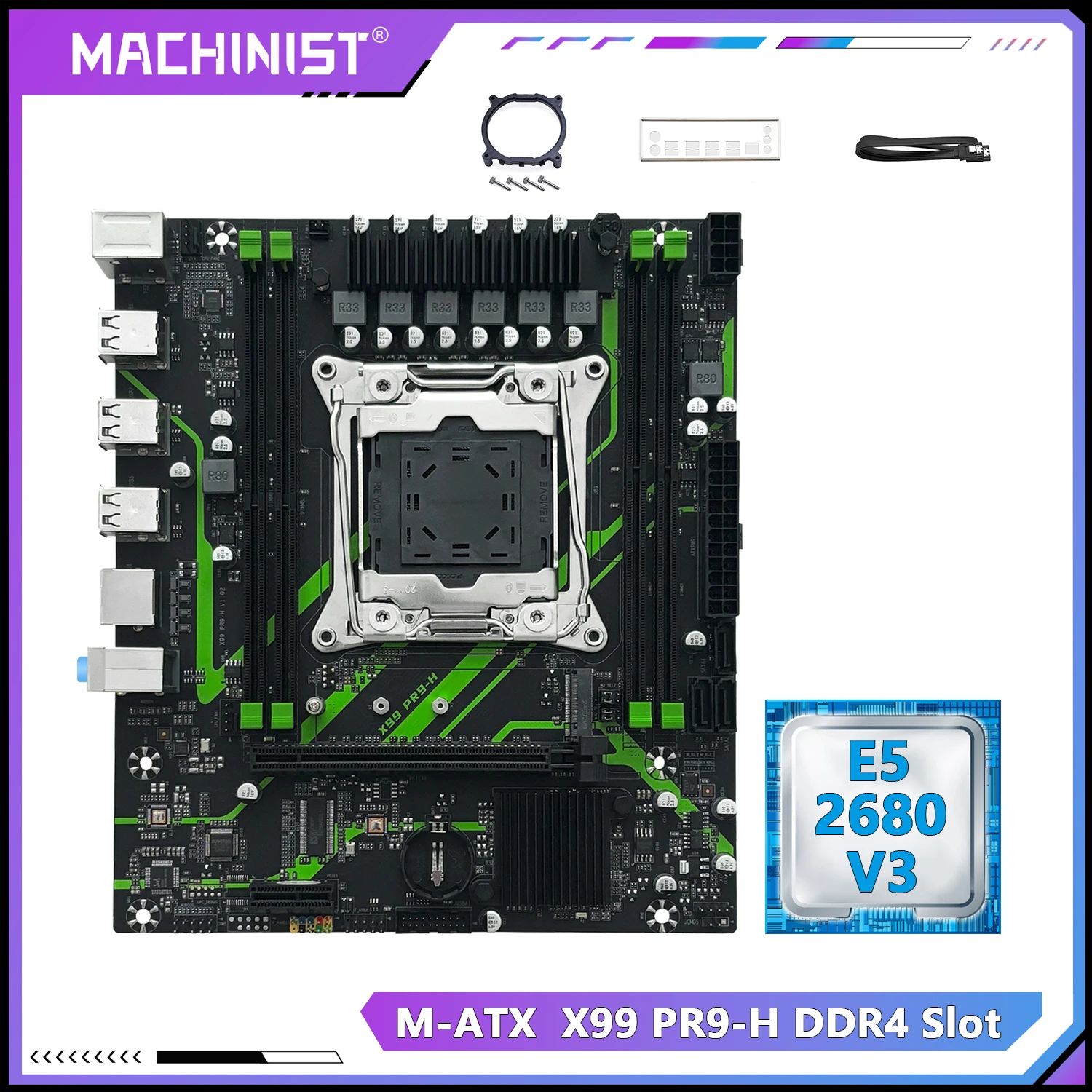 MACHINIST X99 Motherboard Xeon E5 2680 V3 LGA 2011-3 CPU 32GB DDR4 Memory RAM NVME/SATA M.2 PR9-H USB3.0
