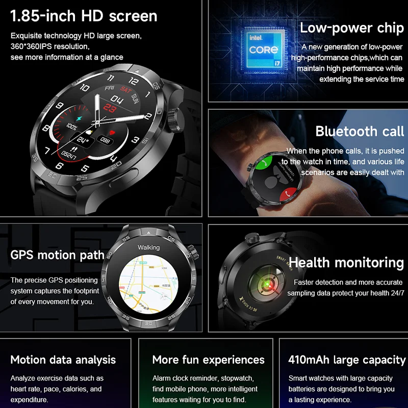 For HUAWEI GT4 Pro GPS NFC Smart Watch Men 360*360 AMOLED Screen Heart rate Bluetooth Call IP68 Waterproof Man Smartwatch 2024