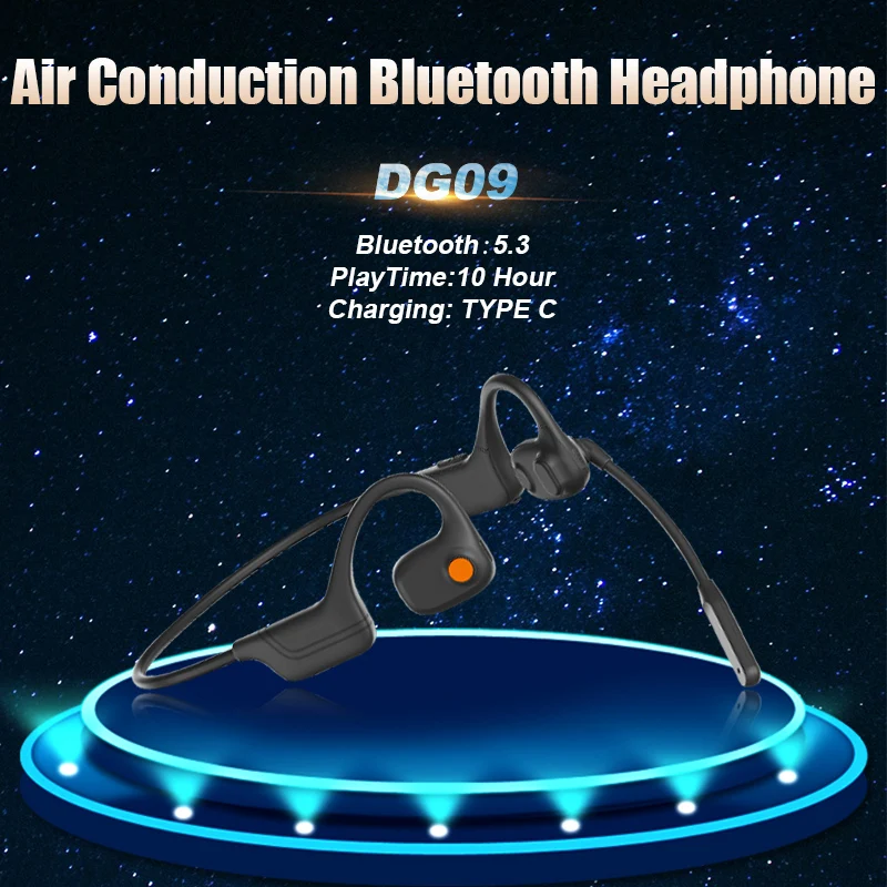 PARAMITA DG09 Open Air Conduction Headset With MIC Noise Reduction Bluetooth 5.3 Headphone IPX5 Waterproof for Workouts Running