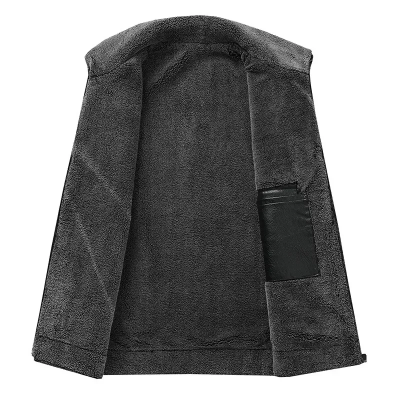 Men Winter Windproof Warm Thick Fleece Leather Jacket Men Fashion Casual Coat Men Brand Outwear Outdoor Classic Leather Clothing