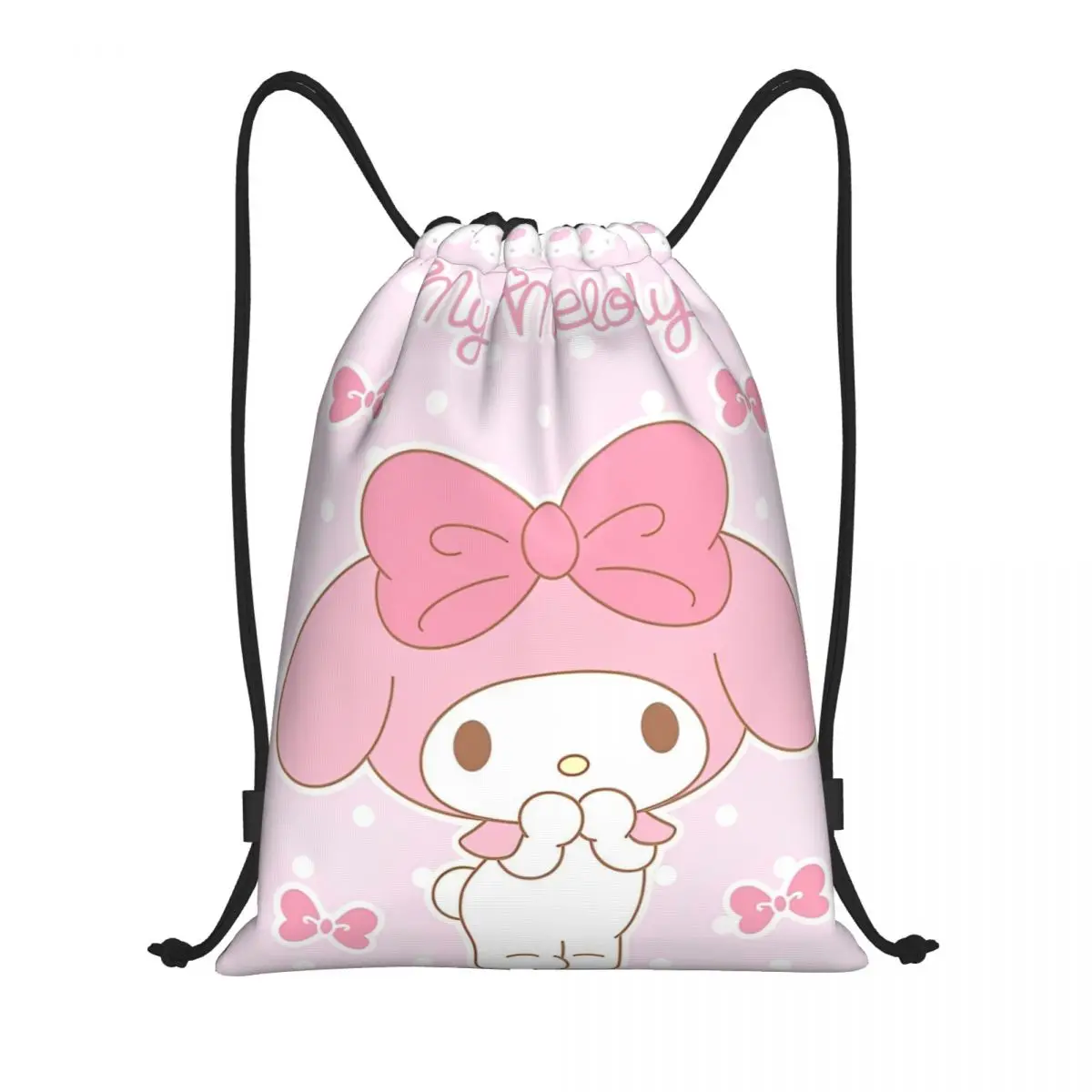 Sanrio Kawaii My Melody Drawstring Backpack Sports Gym Bag Water Resistant Anime String Sackpack for Working Out