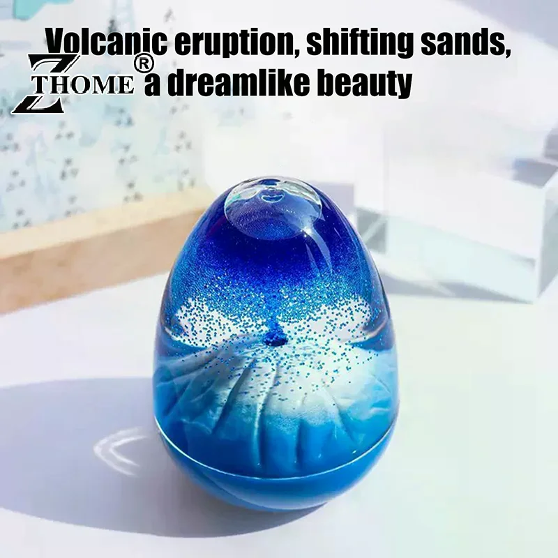 Eggshell Volcanic Eruption, Floating Sand Volcanic Eruption Ornament, Acrylic Crystal Liquid Hourglass Timer Ornament.