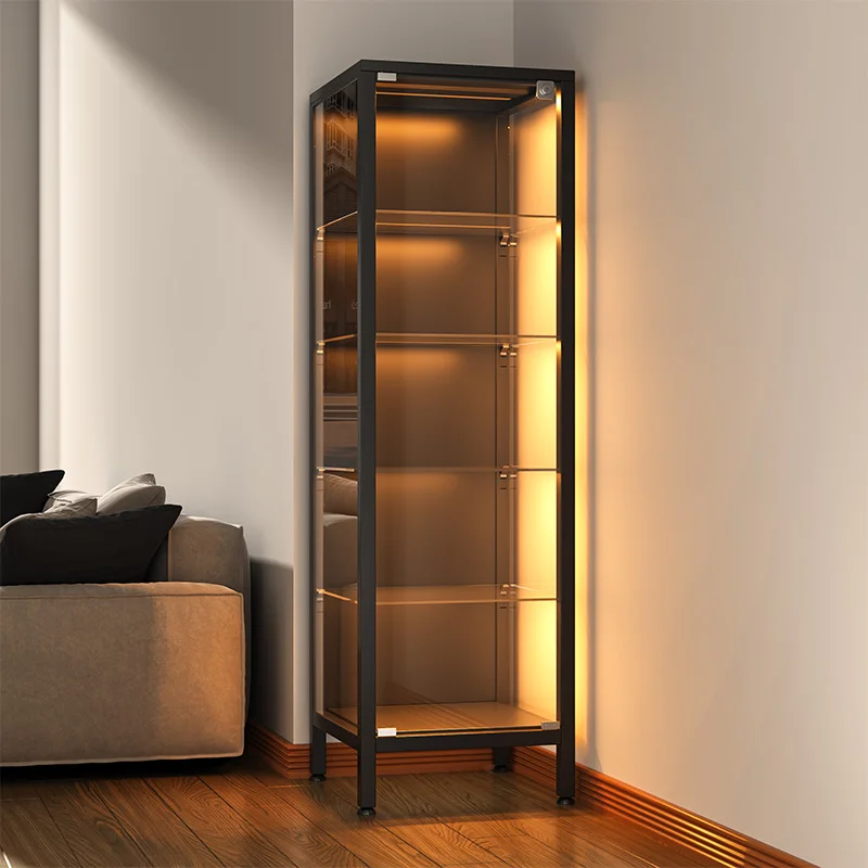Figure display cabinet with lamp high transparency glass cabinet with lock transparent pain cabinet suitable for Lego model