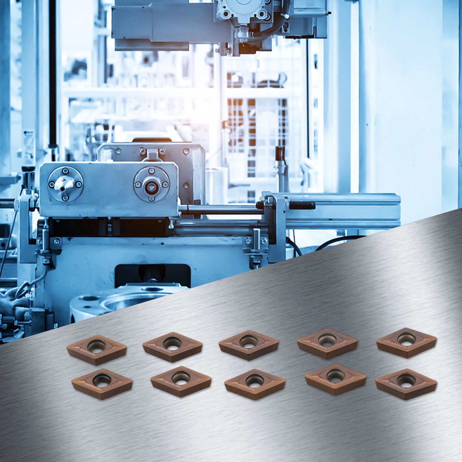 

Carbide Inserts W/Wrench Gold Processing Steel US735 10 PCS 87mm Carbide PVD For Lathe Tools For SDUCR For Steel