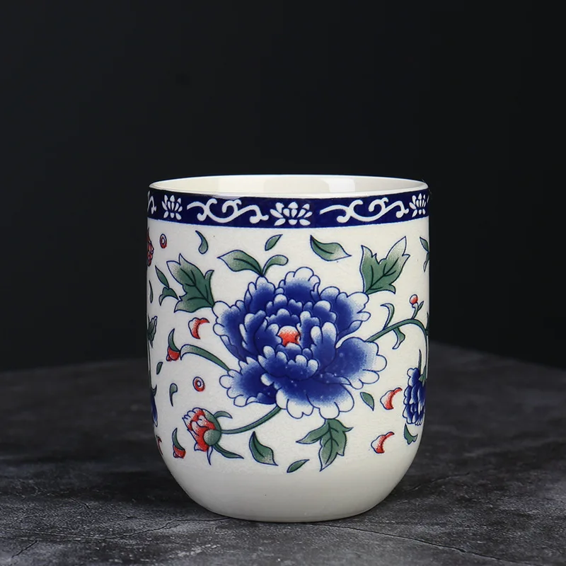 Antique Blue and White Tea Cup, Ceramic Master Cup, Large Tea Bowl, Single Kung Fu Tea Set, Chinese Tea Cup