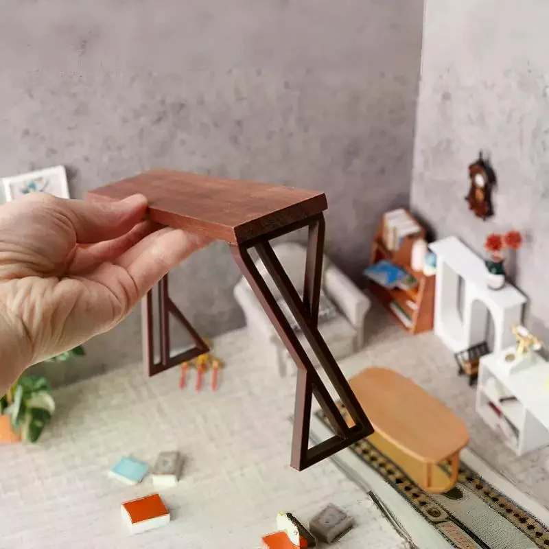 

1 шт. Масштабная модель барной стойки/столика из черного ореха 1:12 для кукольного домика, мебель для игровых сцен, миниатюрные аксессуары для столика