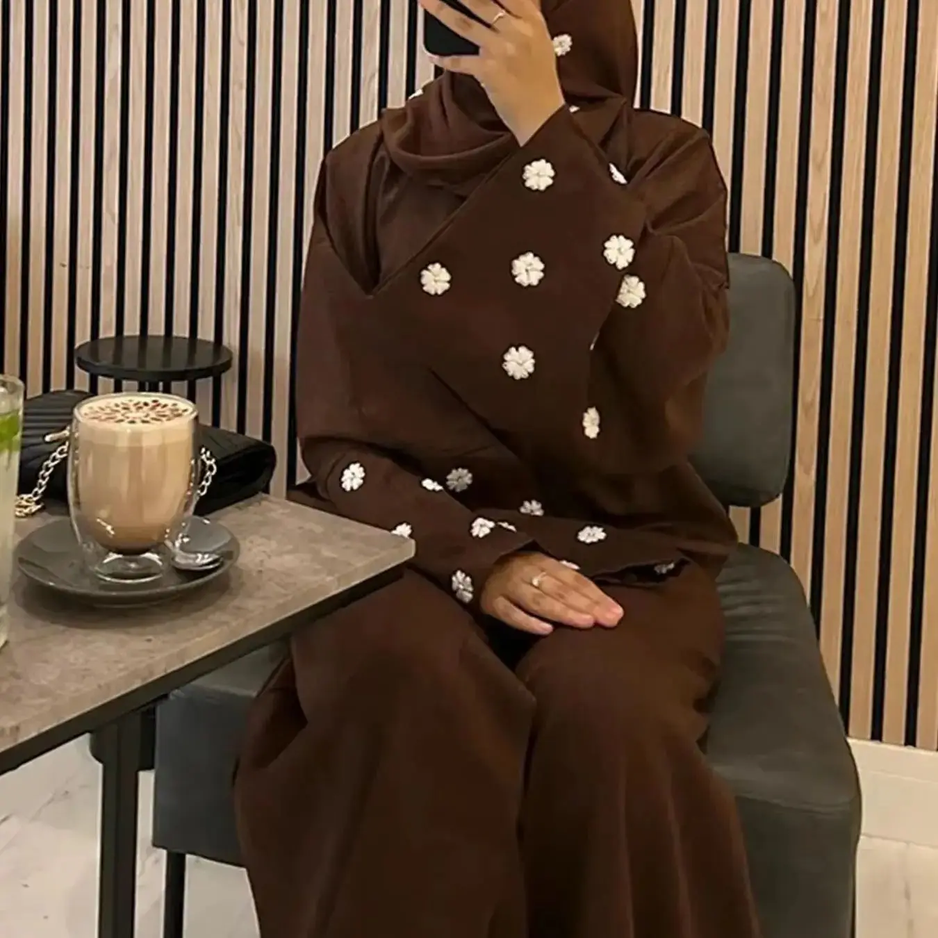 

Eid Clouds Embroidery Abayas for Women Muslim Dress Dubai Open Abaya Turkey Kimono Cardigan Robe Kebaya Jalabiya Islam Clothing