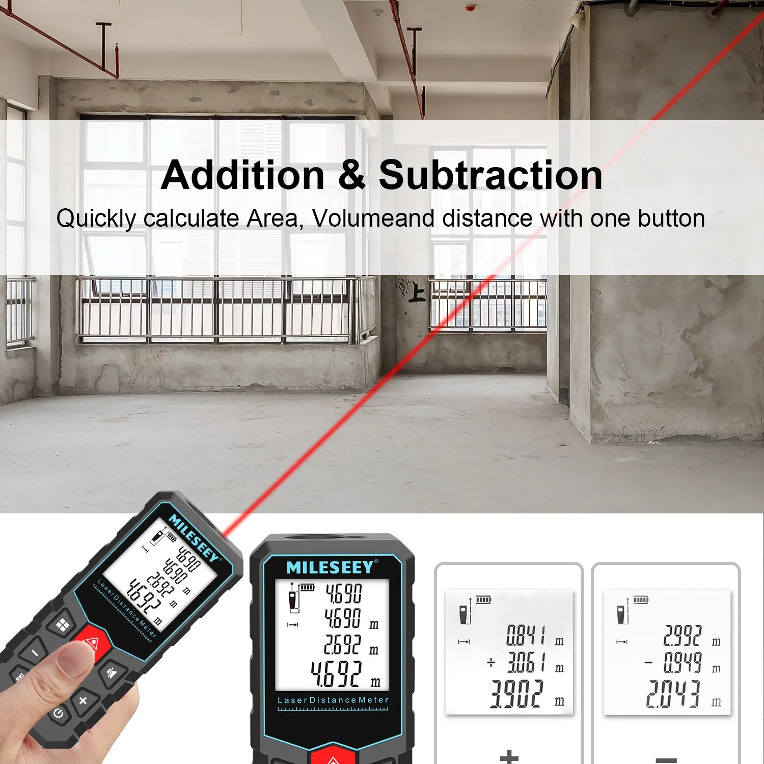 Mileseey X5 Laser Distance Meter Roulette Digital Tape Rangefinder Level Bubble Trena Metro Range Finder Measuring Tools