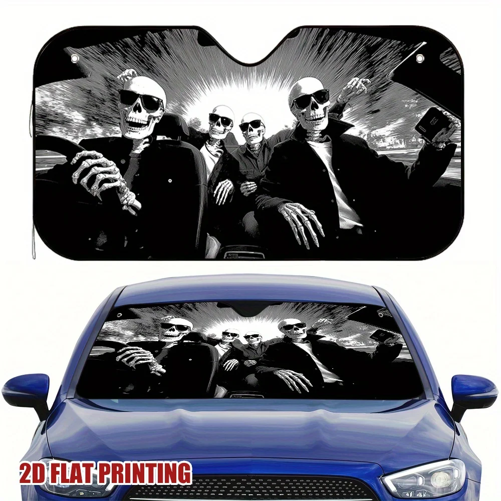 

1pc of Skeleton-Themed Car Sunshade for a Personalized Road Trip, Stylish Windshield Cover, And Vehicle Interior Decor