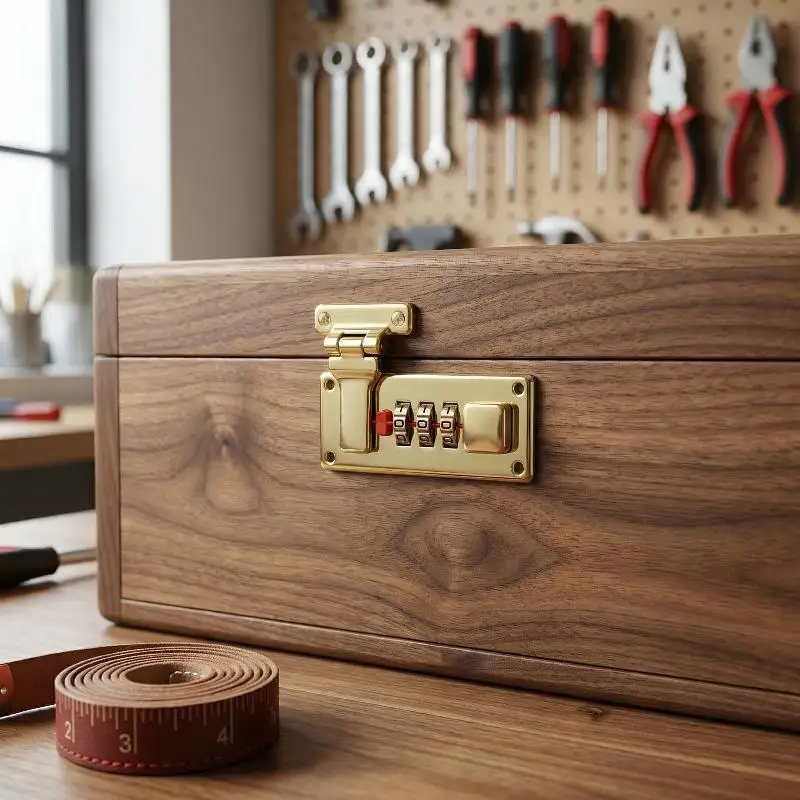 Gold, Silver 3-Digit Combination Lock Password Lock Latch Keyless Jewelry Wooden Box Fixed Lock Suitcase Coded Locks Hardware
