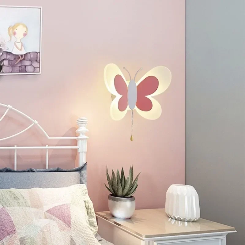 Wall Lamp Butterfly Room Decor Led Lights Home Appliance Cute Creative Children Bedside Ceiling Light Fixture Lighting Lamps