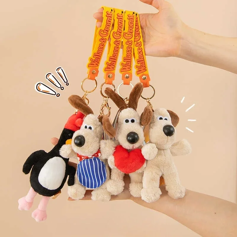 Kawaii والاس جروميت دمية Kawaii جروميت والاس حقيبة قلادة الكرتون الكلاب مفتاح سلسلة لطيف محبوب محشوة جرو الدمى الهدايا
