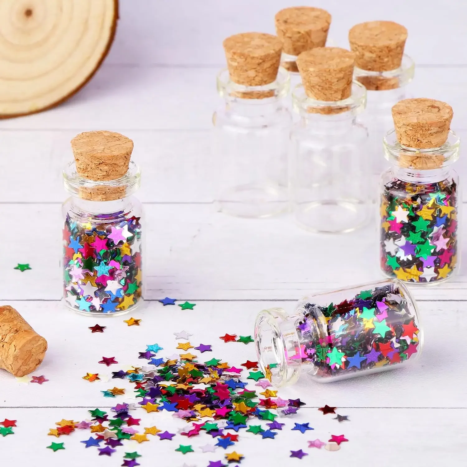 50/10Pcs Mini Clear Glass Jar with Cork Stopper Transparent DIY Empty Message Vial Wishing Bottle Xmas Wedding Party Decorations