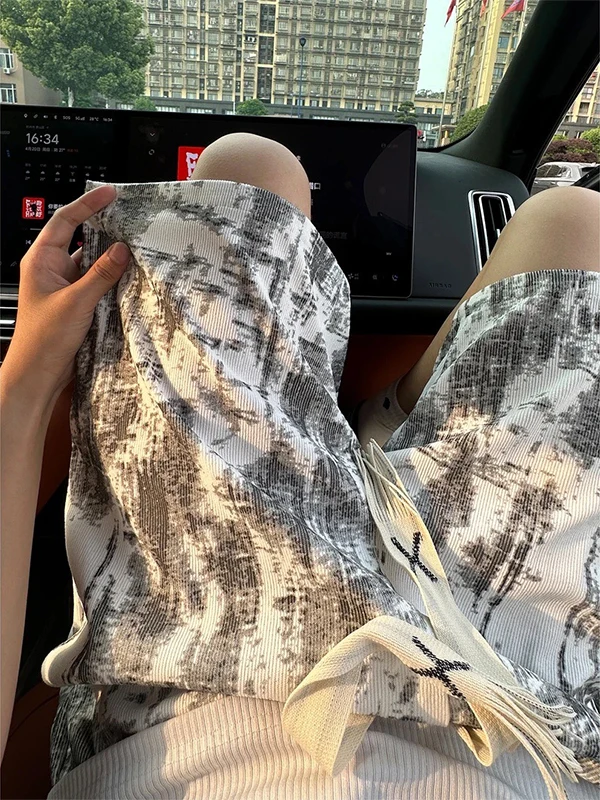 

Retro American Dyed Camouflage Men's orts Summer Trendy Straight Leg Loose Fit mid Waist Five-Quarter Pants Street Sle