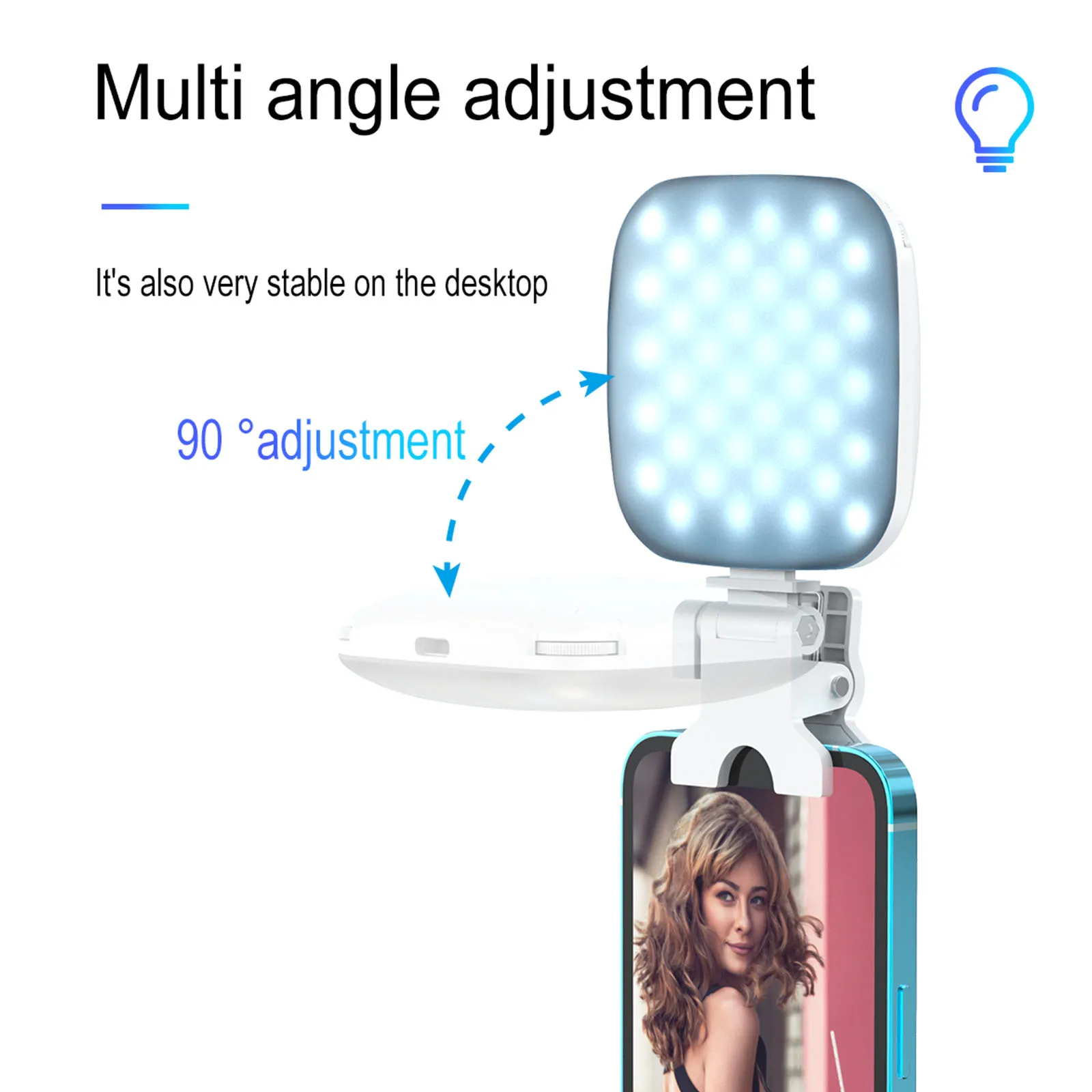 ไฟเติมแฟลชวิดีโอ LED แบบคลิปติดโทรศัพท์ชาร์จได้แบบพกพาไฟพกพาปรับได้สำหรับการถ่ายทอดสดเซลฟี่2500K-9000K