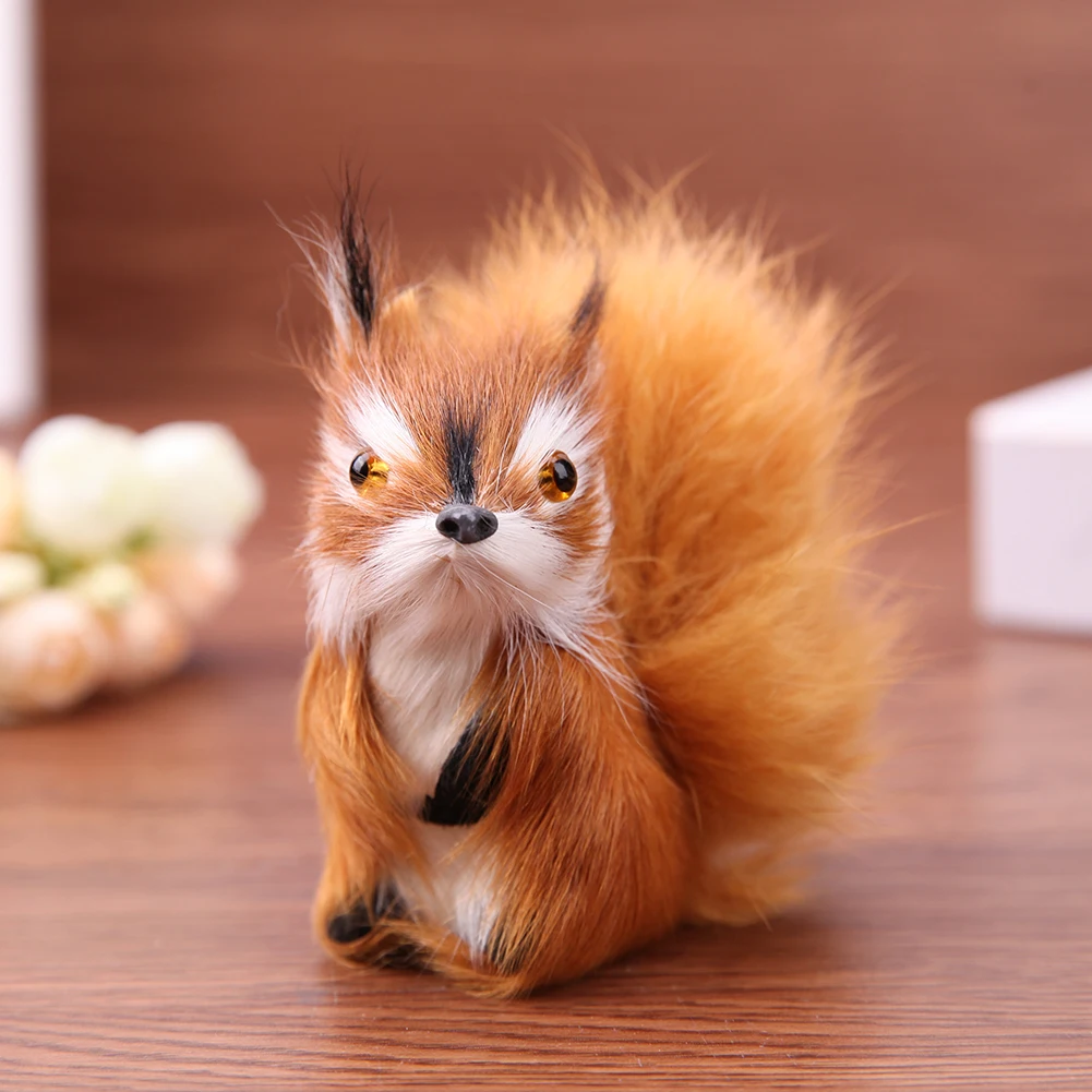 Plush Squirrel Craft Decor DIY Crafts Animal Simulation Squirrel Decor Collectible Lightweight Portable Mini for Home Ornaments