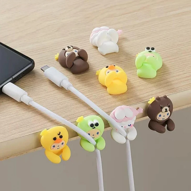 2pcs Kawaii Cable Organizer Office Storage Earphone Cable Holder Wall Hooks Hanger USB Charger Data Winder Desk Organizer