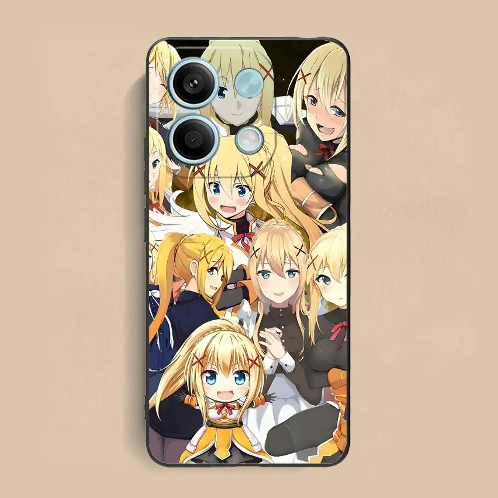 Konosuba الظلام قضية الهاتف المحمول ل Xiaomi Redmi ملاحظة 14 13 12 11 A5 3 2 1 برو زائد 4G 5G اللون واقية غطاء فاخر