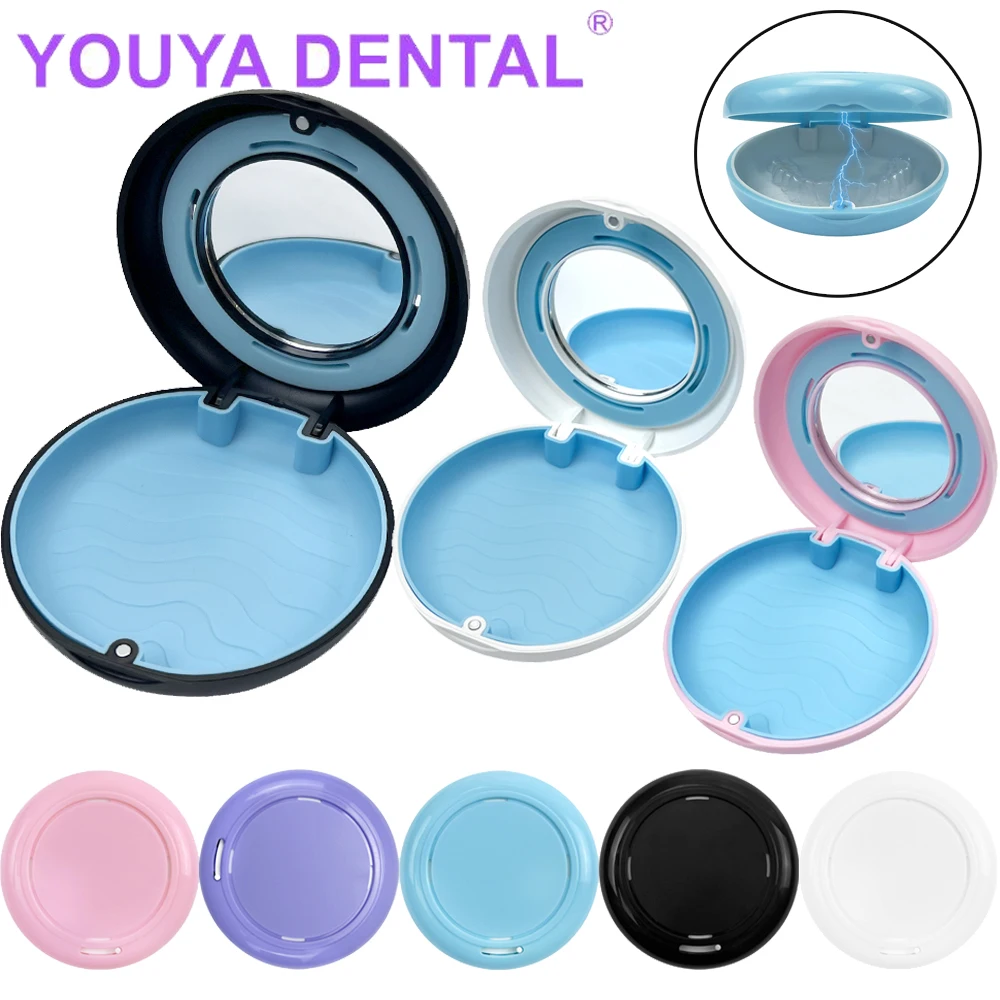 

Orthodontic Case With Mirror Dental Invisible Braces Retainer Box Mouth Guard Case With Vent Hole For False Teeth Brace Holder