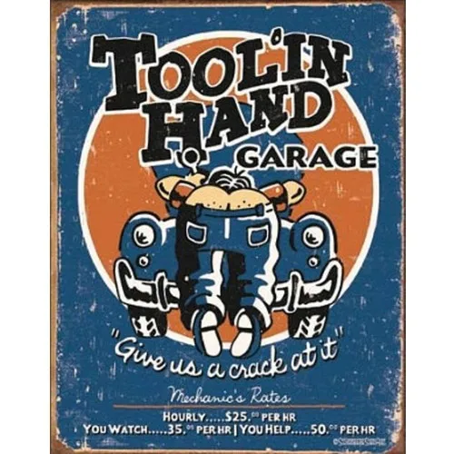 Moore Toolin Hand Metal Tin Sign Retro Man Cave Bar Pub 40.5 x 31.5 Genuine USA --Tin Sign