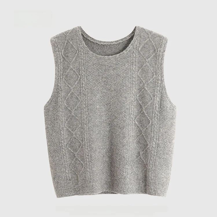 

IMCC Design Sensual Retro Sli Simple round Ne Svel Вязаный свитер-жилет для женщин, свободный крой, однотонный, C...