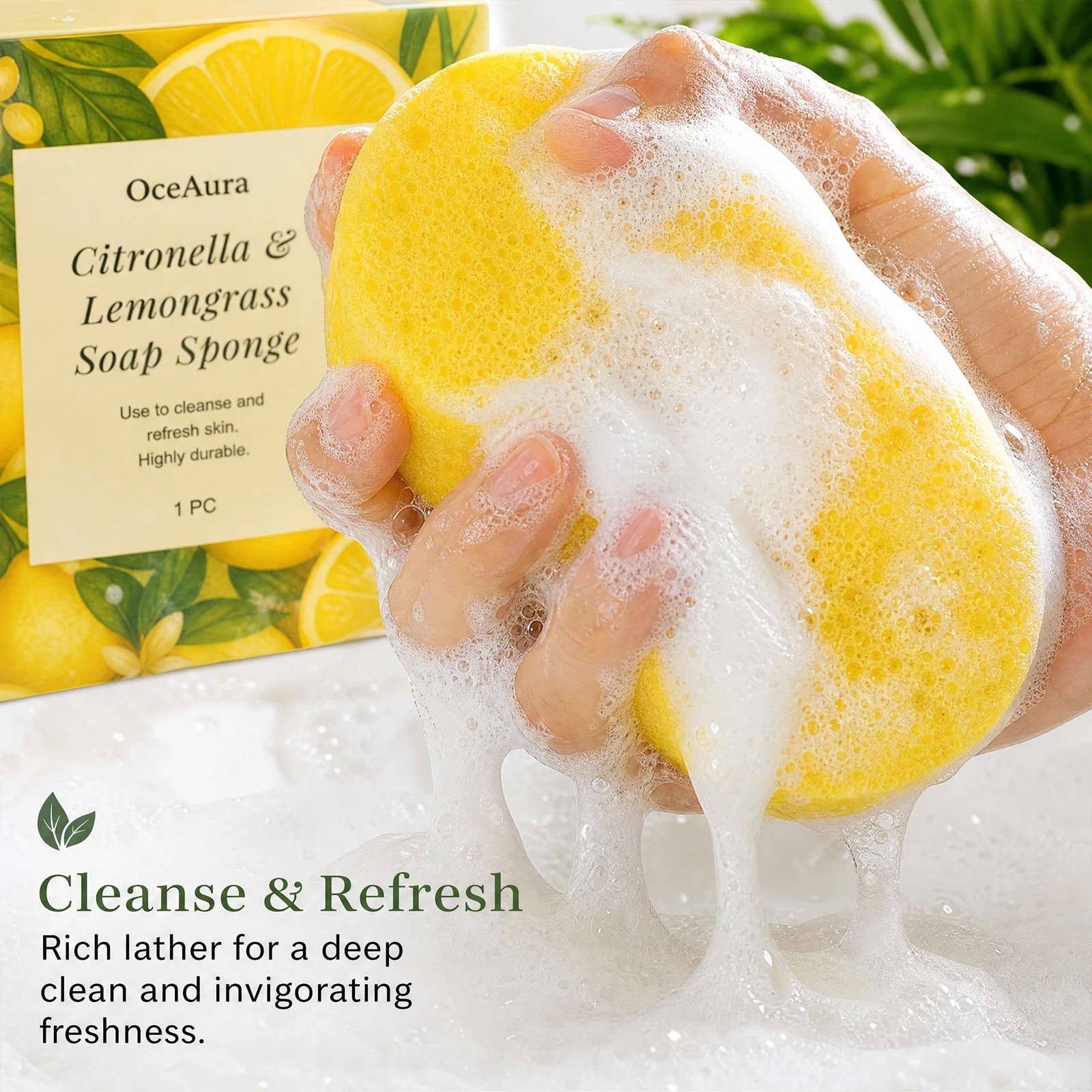 Lemongrass Lemon Bath Sponge Exfoliating OLemongrass Lemon Bath Sil Control Daily Body Cleansing Refreshing Shower Scrub Natural