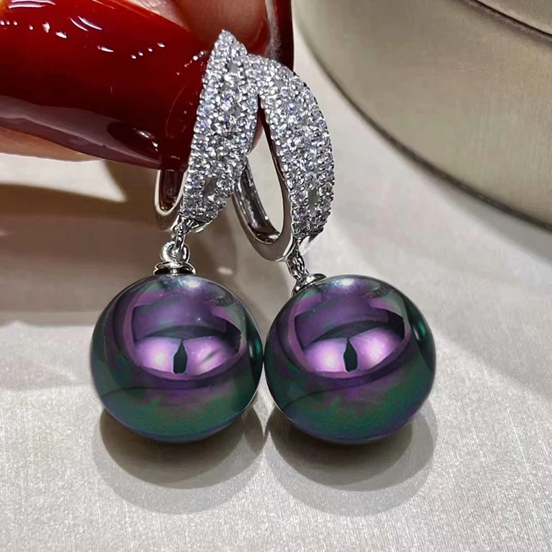 Huitan Luxury Simulated Pearl Earrings for Women Unique Colorful Imitation Pearl Dangle Earrings Aesthetic Bride Wedding Jewelry